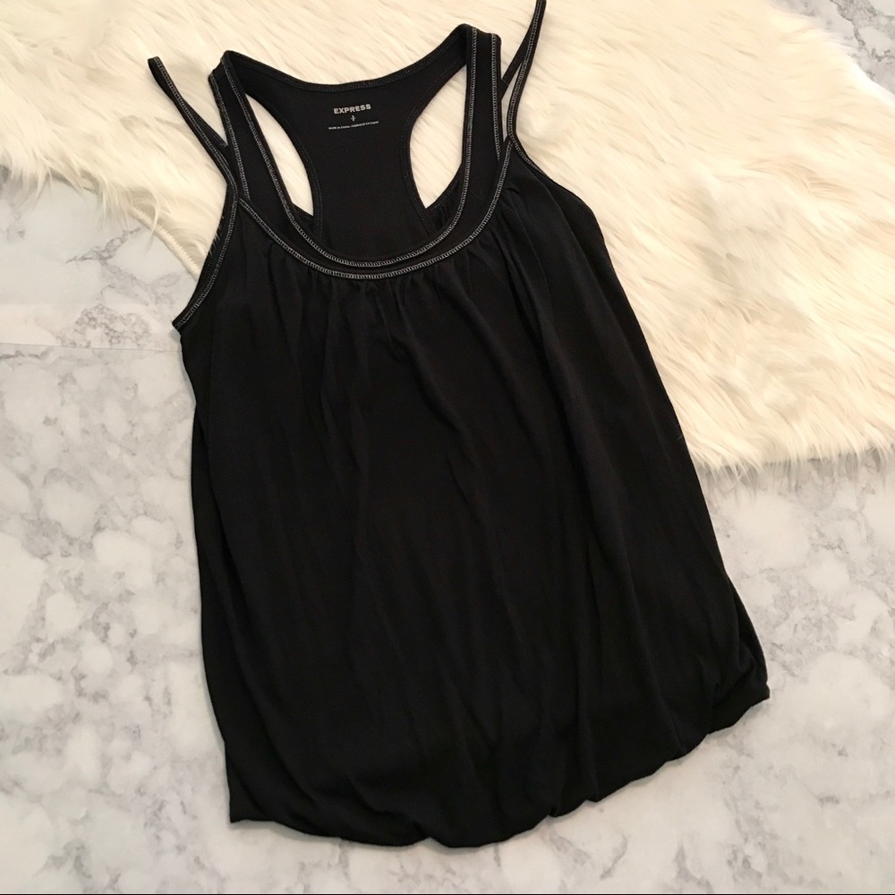 E X P R E S S : Black Layered Stretch Bubble Tank - image 3